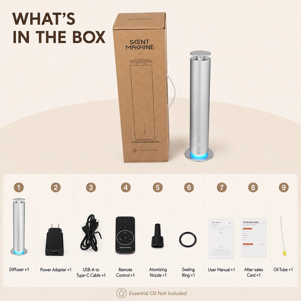 Aroma Diffuser For Large Room - Metal Scent Machine, 200m³ Bluetooth &