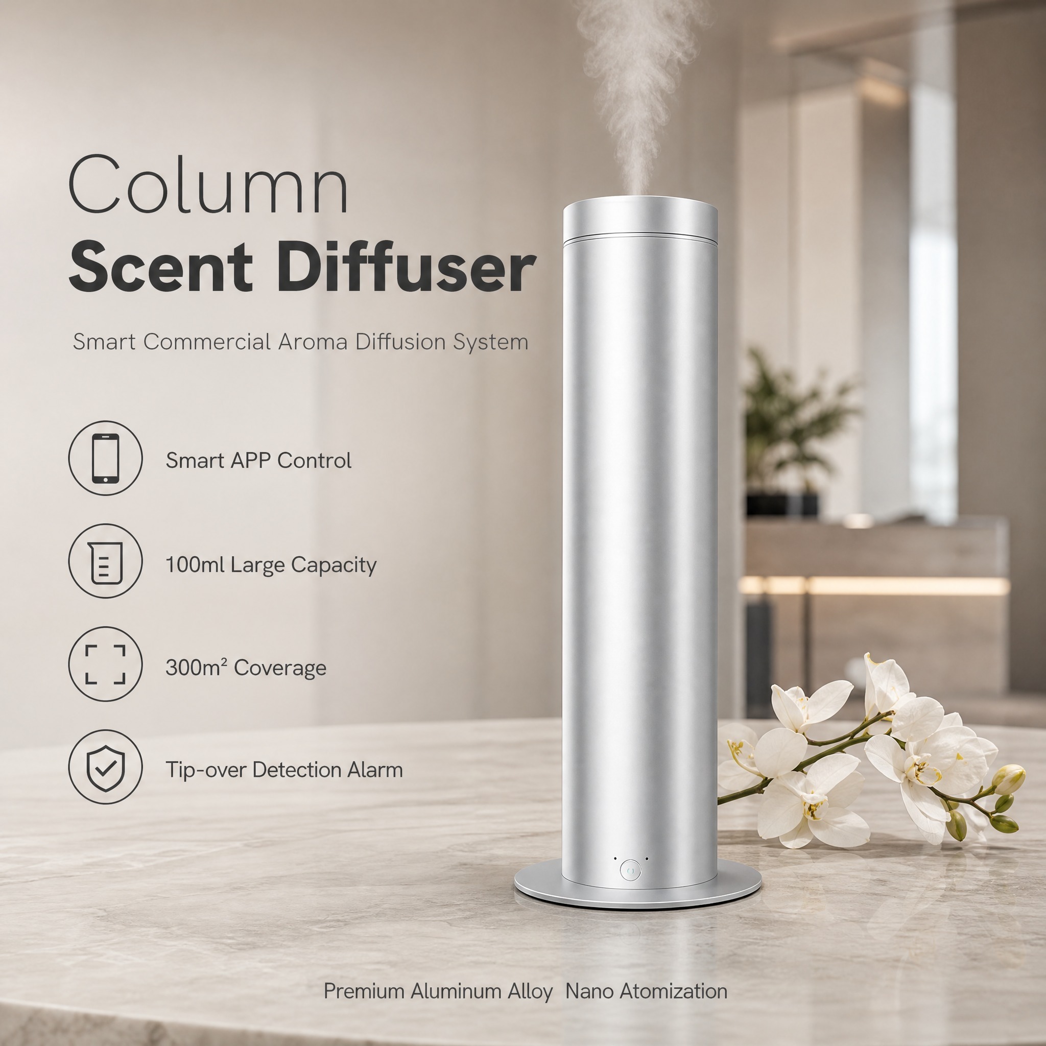 Cold Air Diffuser Nebulizer - Column Commercial Scent Diffuser 100ml, Smart