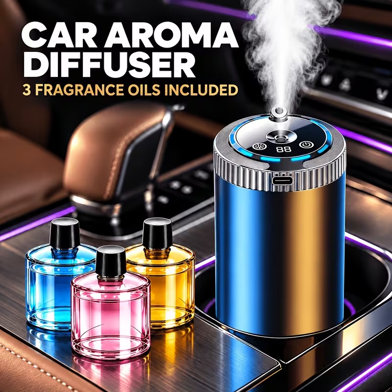 Essential Oil Diffuser Humidifier Combo - 5Modes Car Air Freshener Electric Auto