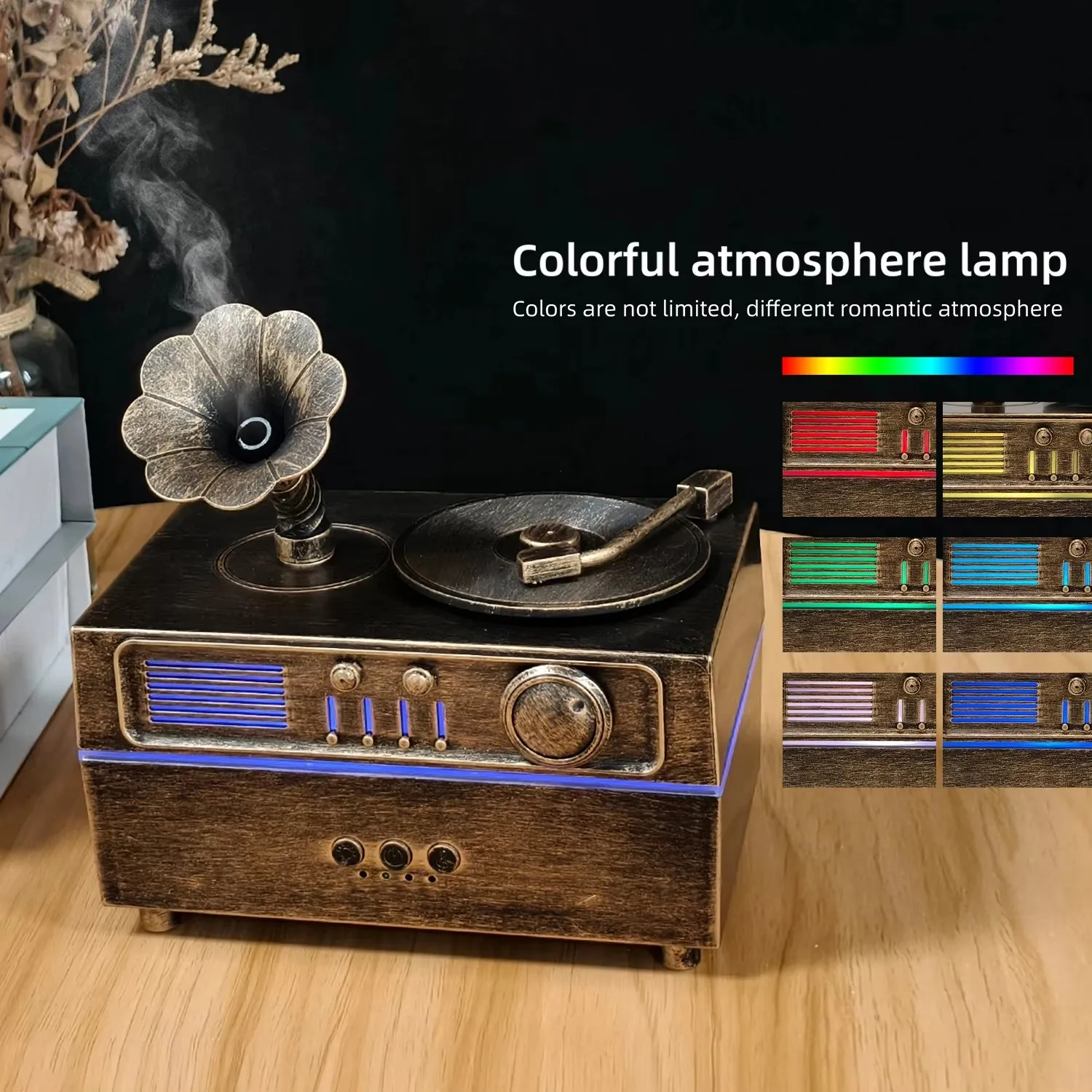 Vintage Gramophone Aroma Diffu - огляд і ціна Aroma Diffuser Bluetooth Led