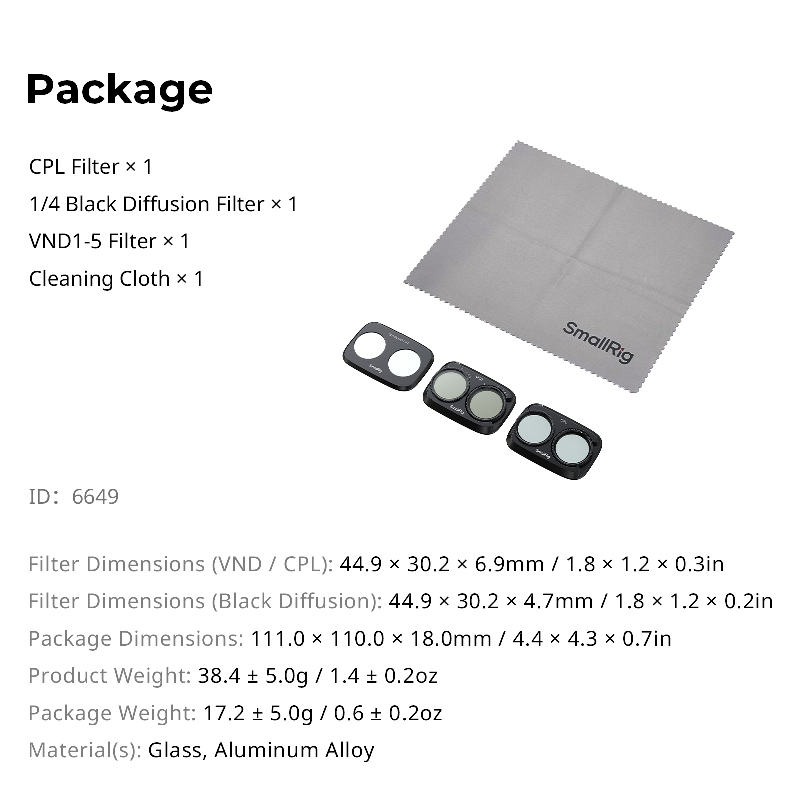 SmallRig 4P Filter Kit for DJI - огляд і ціна Diffuser Cleaning Kit